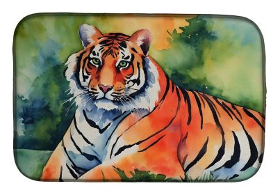 Bengal Tiger Dish Drying Mat Absorbent Dish Drying Mat Pad for Kitchen Counter Dish Drainer Mat for Countertop, 14 x 21", Multicolor